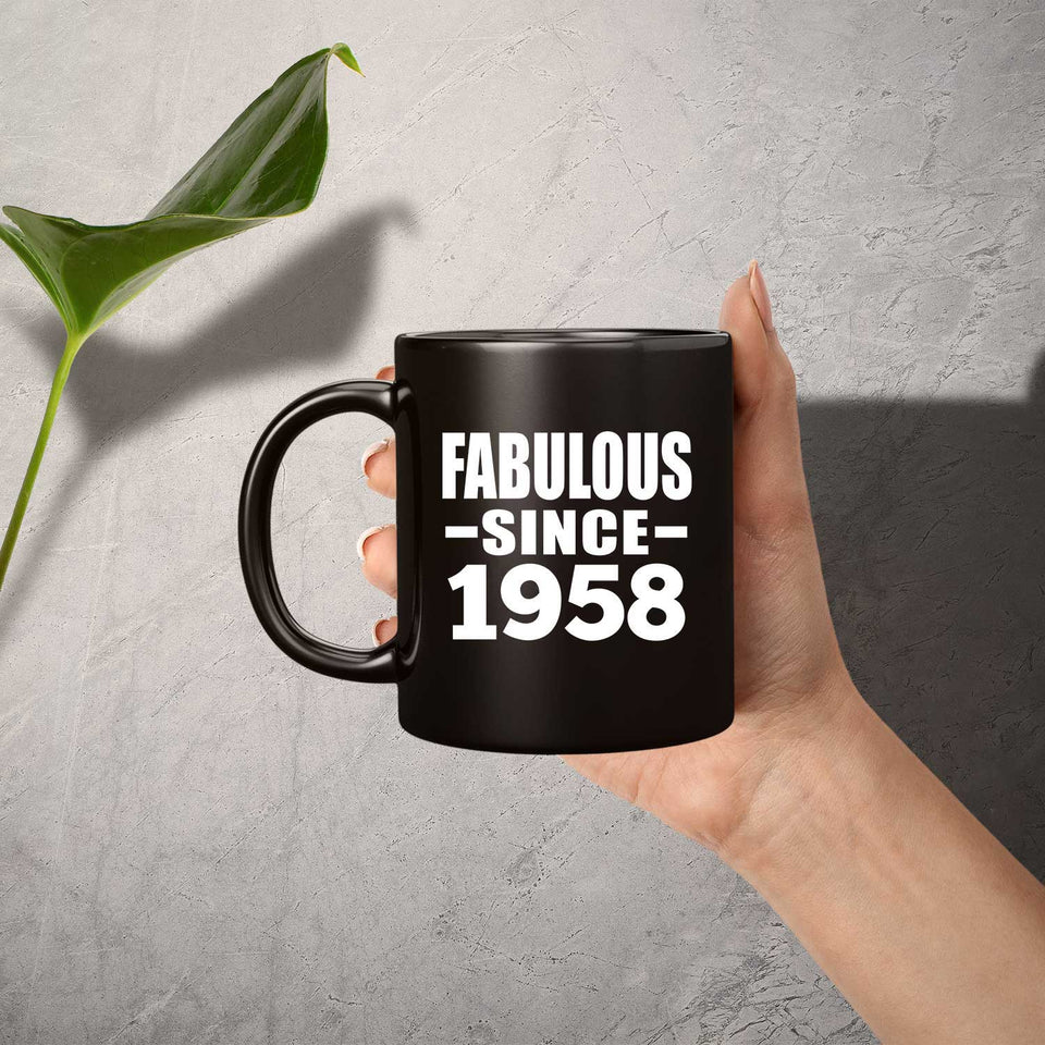 66th Birthday Fabulous Since 1958 - 11 Oz Coffee Mug Black