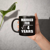 2nd Anniversary Married For Square Root of 4 Years - 11oz Coffee Mug Black