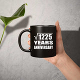 35th Anniversary Square Root of 1225 Years Anniversary - 11oz Coffee Mug Black