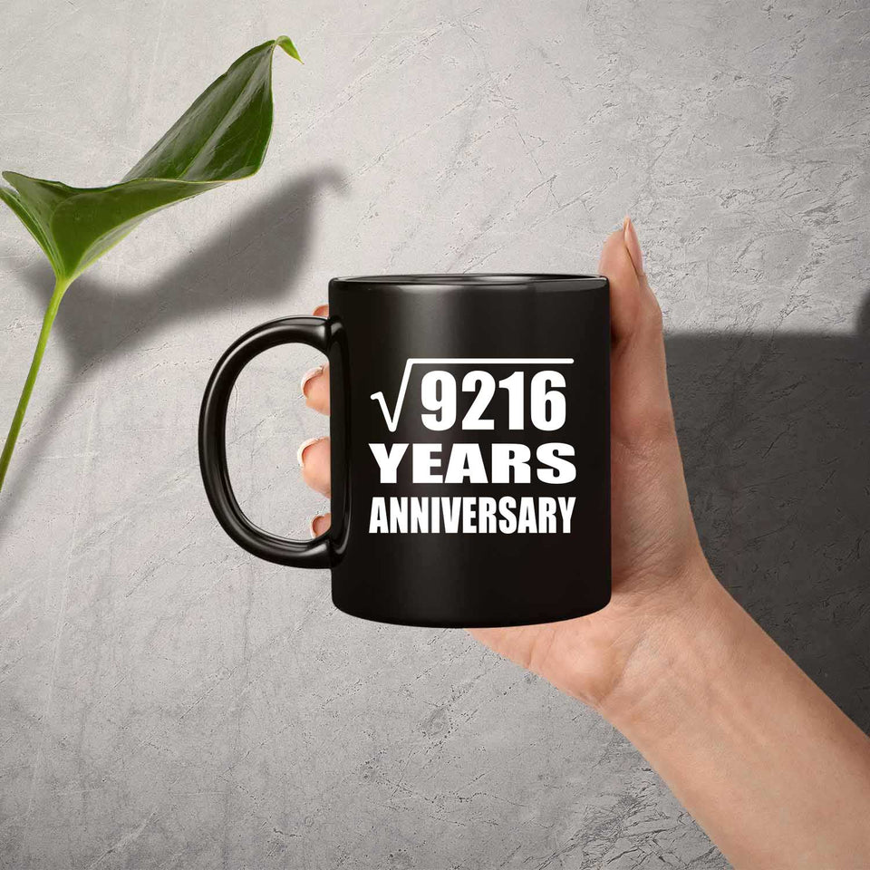 96th Anniversary Square Root of 9216 Years Anniversary - 11oz Coffee Mug Black