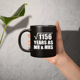 34th Anniversary Square Root of 1156 Years As Mr & Mrs - 11oz Coffee Mug Black