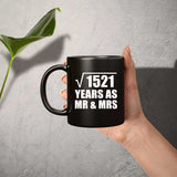 39th Anniversary Square Root of 1521 Years As Mr & Mrs - 11oz Coffee Mug Black