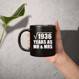 44th Anniversary Square Root of 1936 Years As Mr & Mrs - 11oz Coffee Mug Black