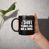 59th Anniversary Square Root of 3481 Years As Mr & Mrs - 11oz Coffee Mug Black