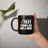 89th Anniversary Square Root of 7921 Years As Mr & Mrs - 11oz Coffee Mug Black