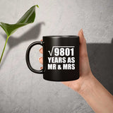 99th Anniversary Square Root of 9801 Years As Mr & Mrs - 11oz Coffee Mug Black