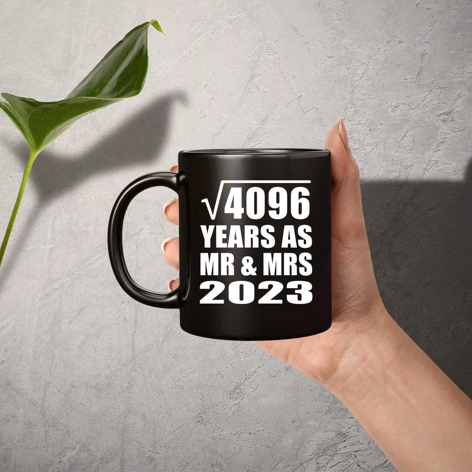 64th Anniversary Square Root of 4096 Years As Mr & Mrs 2023 - 11oz Coffee Mug Black