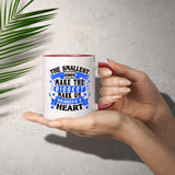 The Smallest Hands Make The Biggest Mark On Grandpa's Heart - 11oz Accent Mug Red