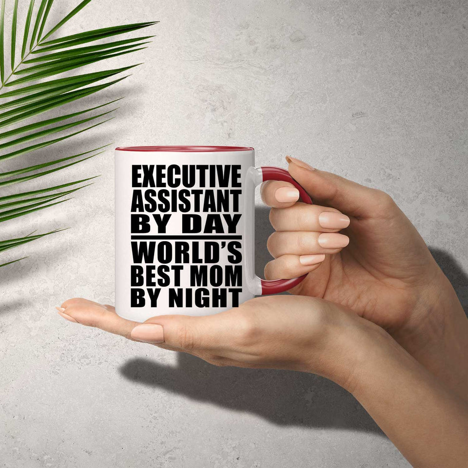 Executive Assistant By Day World's Best Mom By Night - 11oz Accent Mug Red