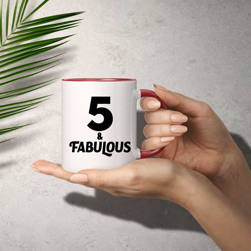 5th Birthday 5 & Fabulous - 11oz Accent Mug Red