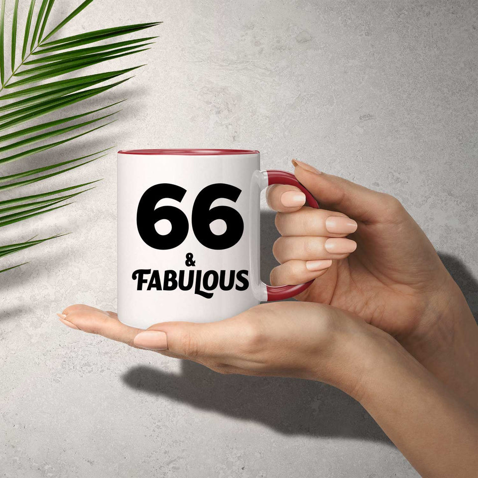 66th Birthday 66 & Fabulous - 11oz Accent Mug Red