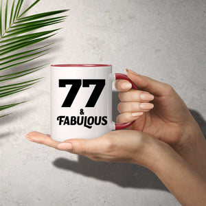 77th Birthday 77 & Fabulous - 11oz Accent Mug Red