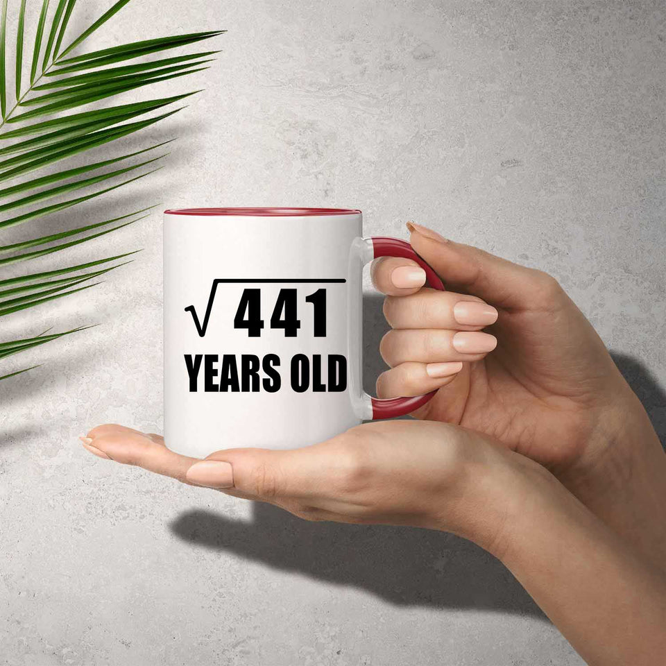 21st Birthday Square Root of 441 Years Old - 11oz Accent Mug Red