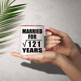 11th Anniversary Married For Square Root of 121 Years - 11oz Accent Mug Red