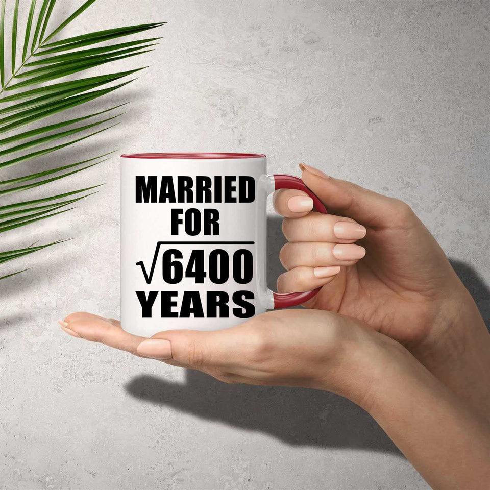 80th Anniversary Married For Square Root of 6400 Years - 11oz Accent Mug Red