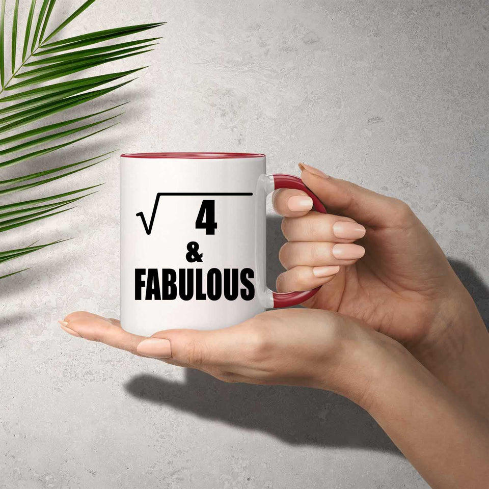2nd Birthday Square Root of 4 & Fabulous - 11oz Accent Mug Red