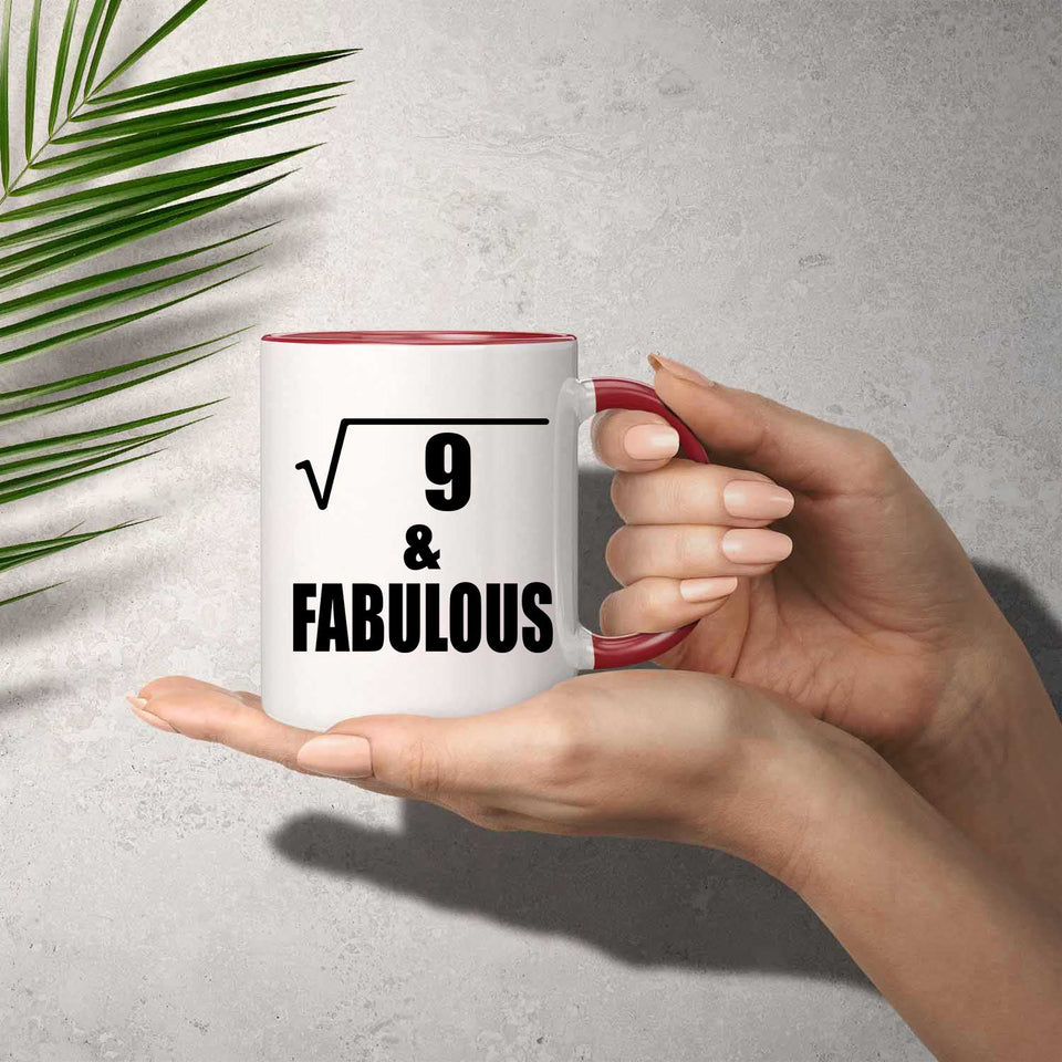 3rd Birthday Square Root of 9 & Fabulous - 11oz Accent Mug Red
