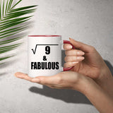 3rd Birthday Square Root of 9 & Fabulous - 11oz Accent Mug Red