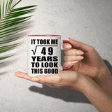 7th Birthday Took Square Root of 49 Years To Look Good - 11oz Accent Mug Red