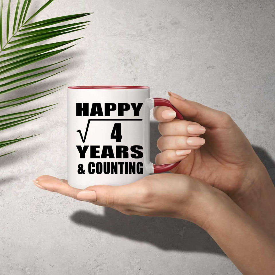 Happy 2nd Anniversary Square Root of 4 Years & Counting - 11oz Accent Mug Red
