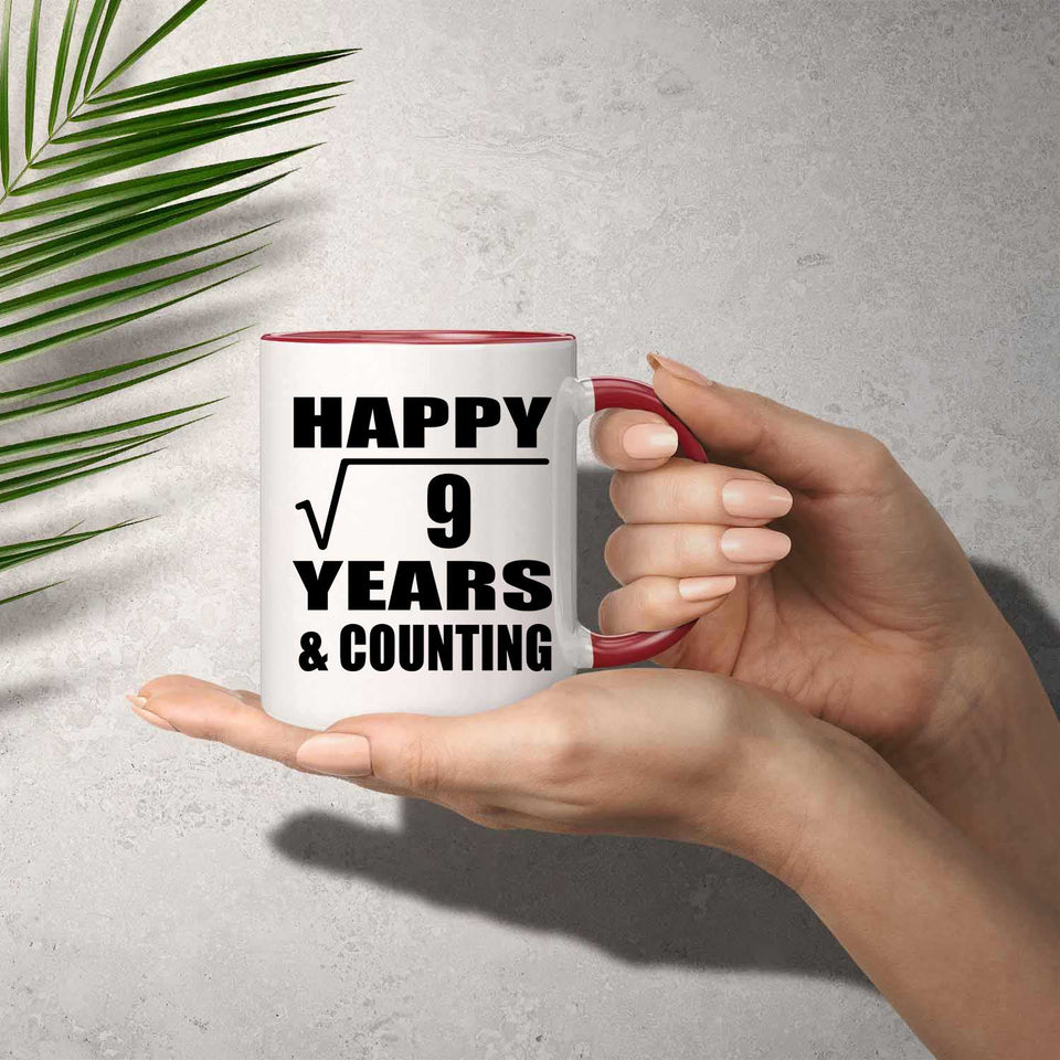 Happy 3rd Anniversary Square Root of 9 Years & Counting - 11oz Accent Mug Red