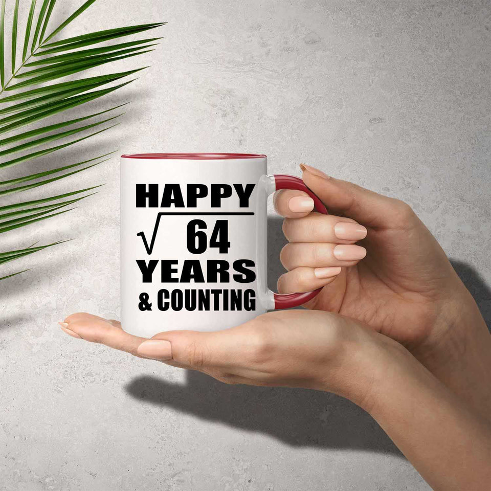 Happy 8th Anniversary Square Root of 64 Years & Counting - 11oz Accent Mug Red