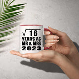 4th Anniversary Square Root of 16 Years As Mr & Mrs 2023 - 11oz Accent Mug Red