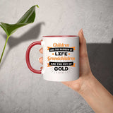 Children Are Rainbow Of Life, Grandchildren Are Pot Of Gold - 11oz Accent Mug Red