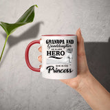 Grandpa & Granddaughter, He is Her Hero, She is His Princess - 11oz Accent Mug Red
