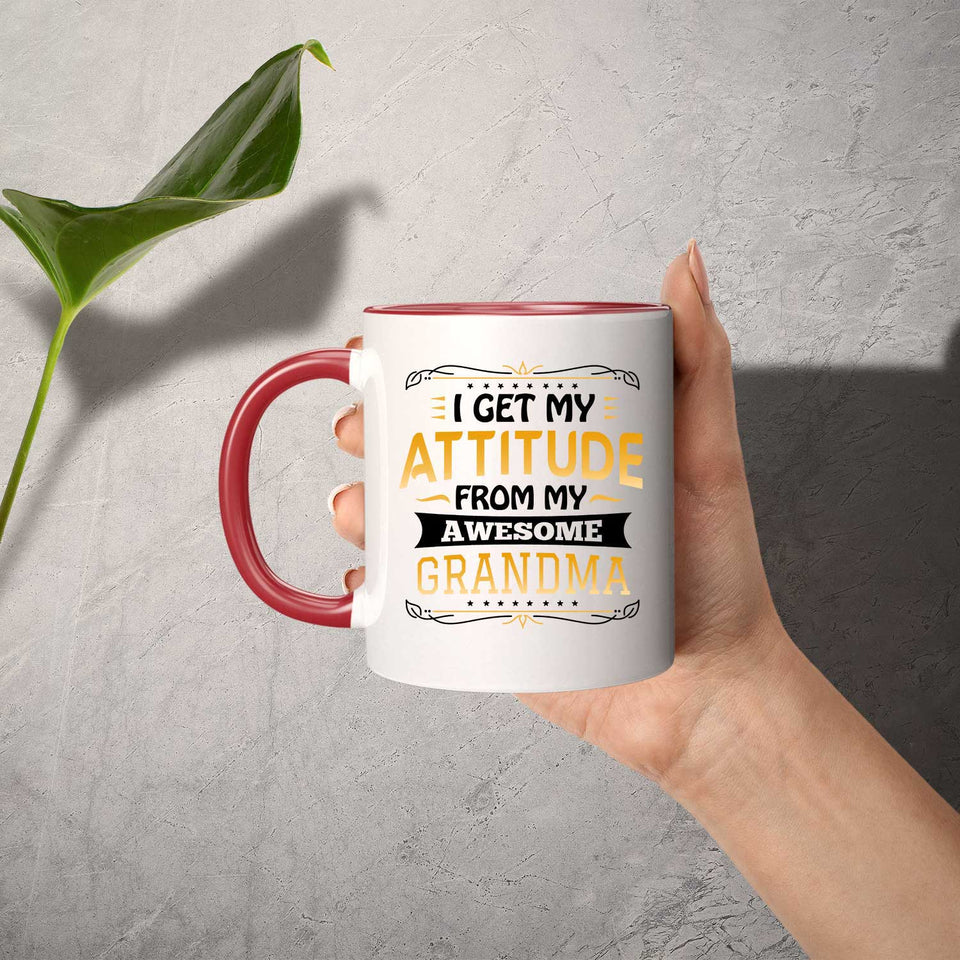 I Get My Attitude From My Awesome Grandma - 11oz Accent Mug Red