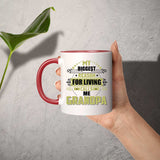 My Biggest Reason For Living Calls Me Grandpa - 11oz Accent Mug Red