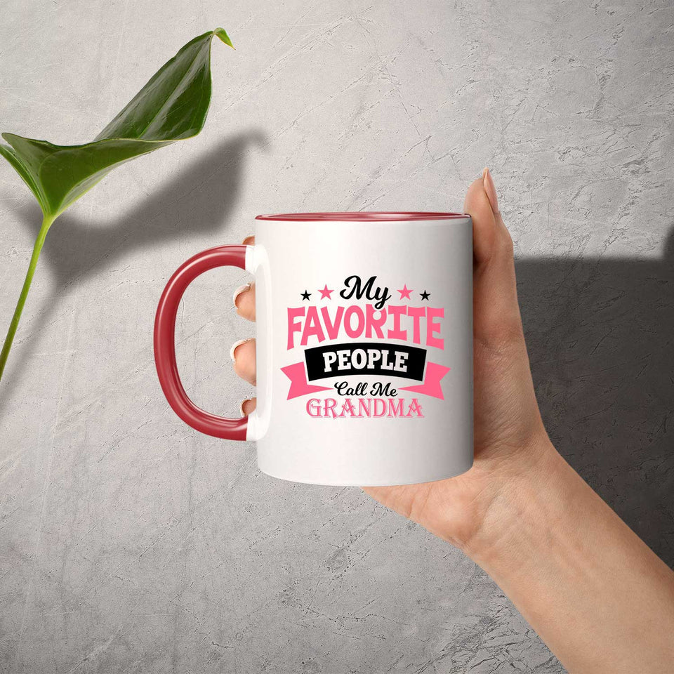 My Favorite People Call Me Grandma - 11oz Accent Mug Red