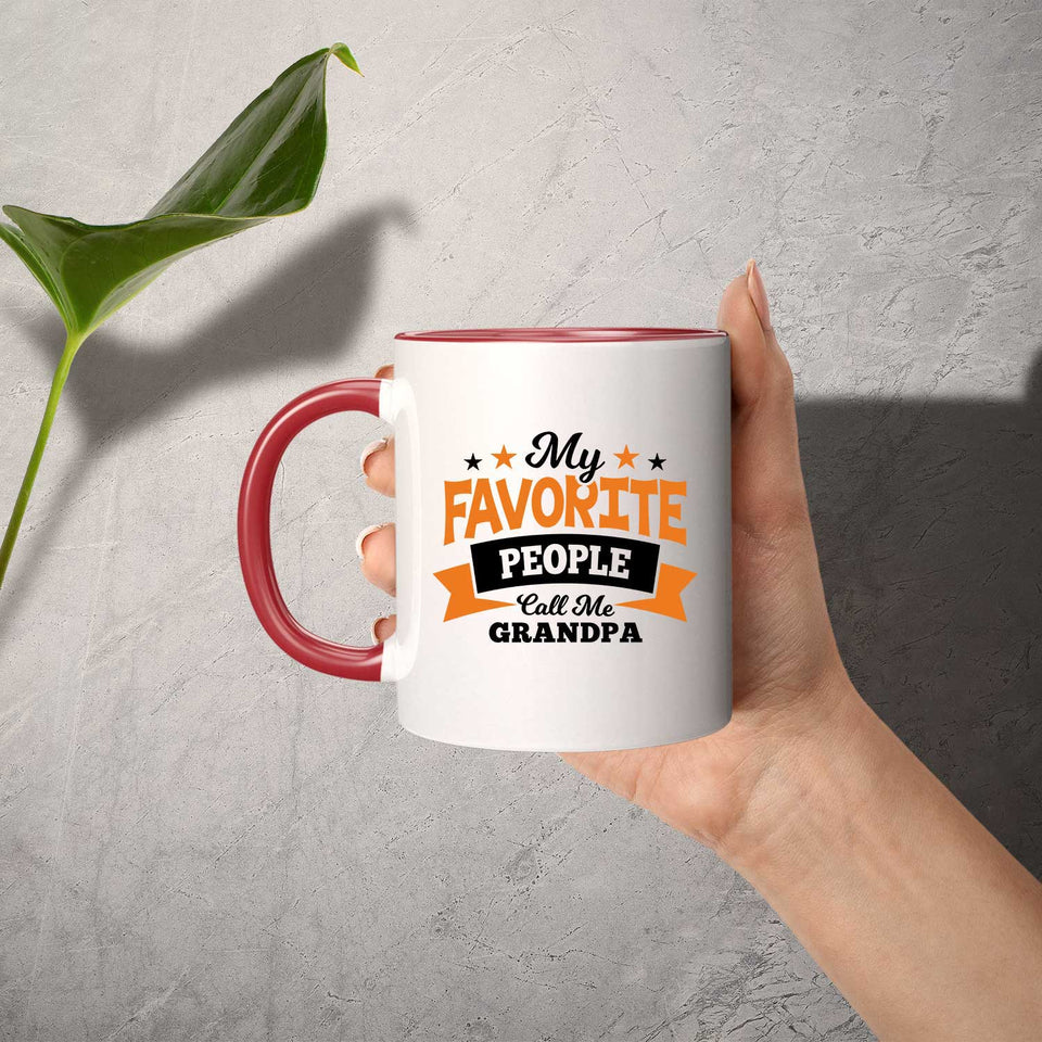 My Favorite People Call Me Grandpa - 11oz Accent Mug Red