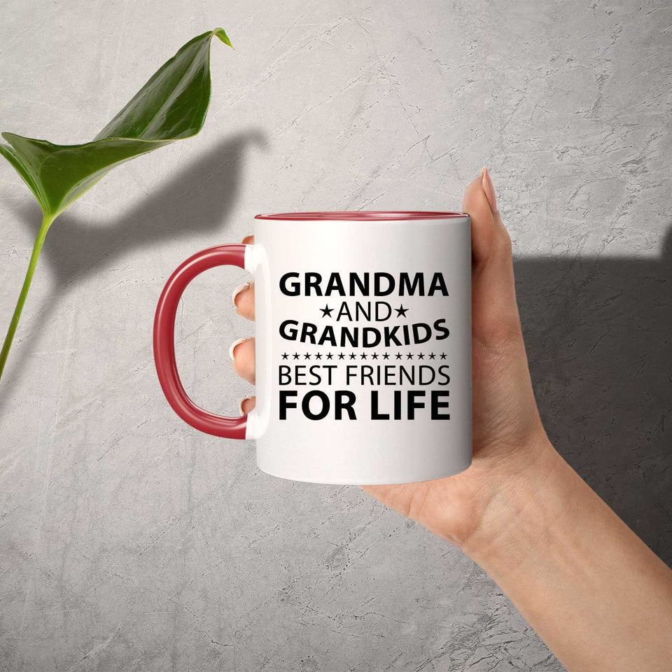 Grandma and Grandkids, Best Friends For Life - 11oz Accent Mug Red