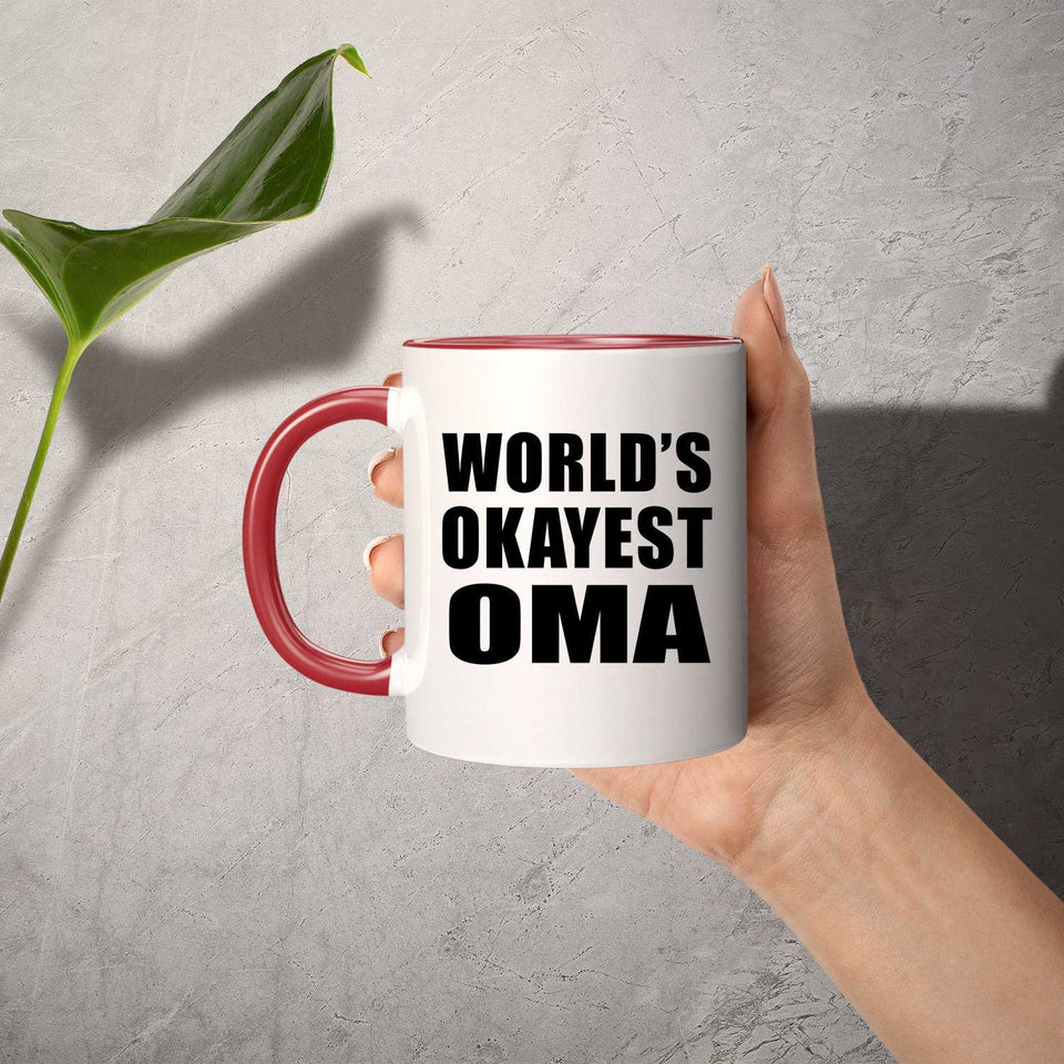 World's Okayest Oma - 11oz Accent Mug Red