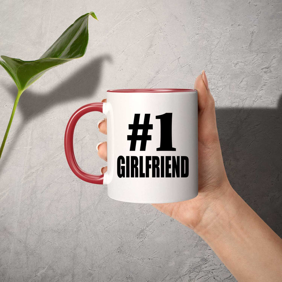 Number One #1 Girlfriend - 11oz Accent Mug Red