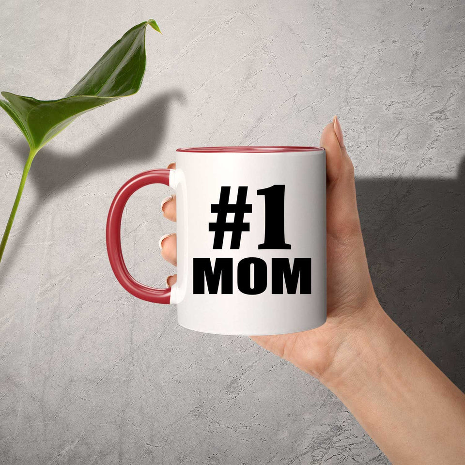 Number One #1 Mom - 11oz Accent Mug Red