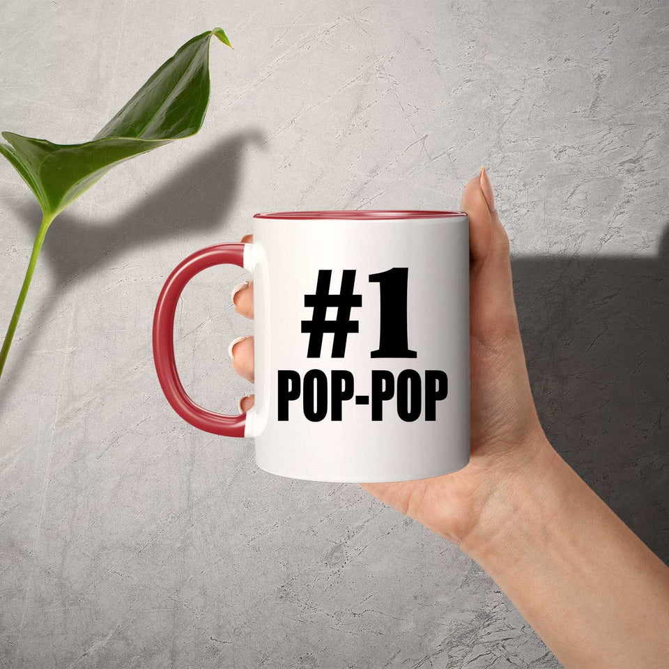 Number One #1 Pop-Pop - 11oz Accent Mug Red