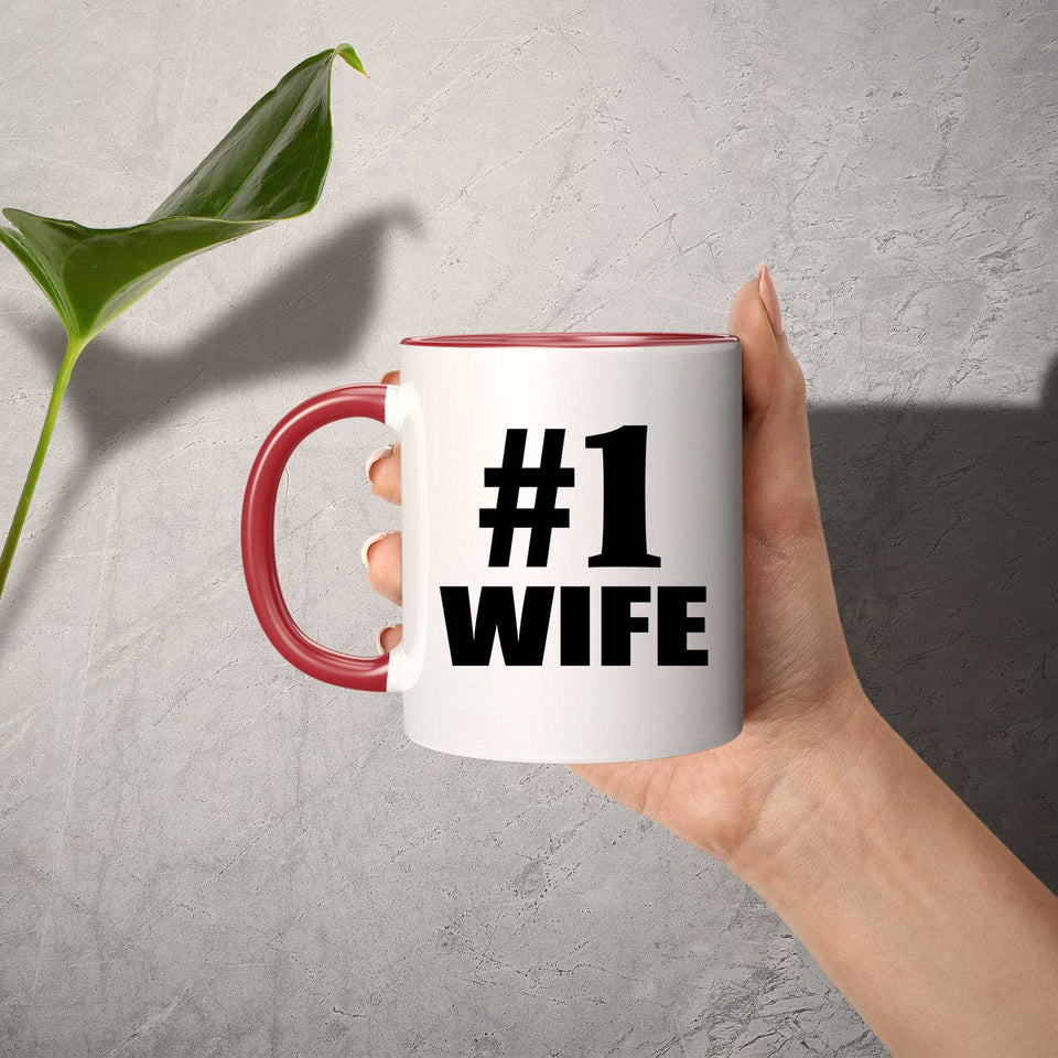 Number One #1 Wife - 11oz Accent Mug Red