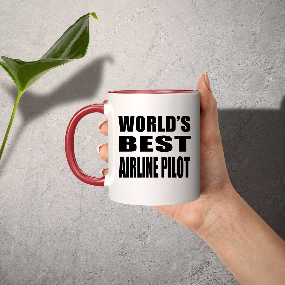 World's Best Airline Pilot - 11oz Accent Mug Red