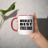 World's Best Fitness Coach - 11oz Accent Mug Red