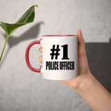 Number One #1 Police Officer - 11oz Accent Mug Red