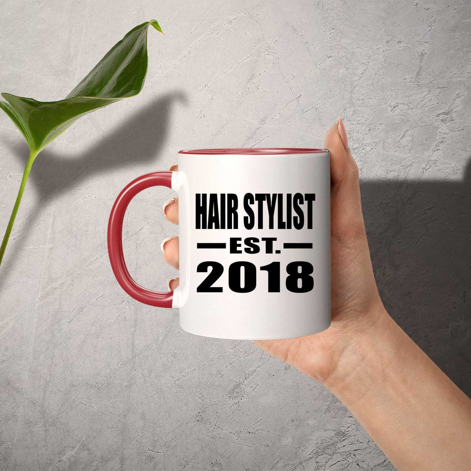 Hair Stylist Established EST. 2018 - 11oz Accent Mug Red