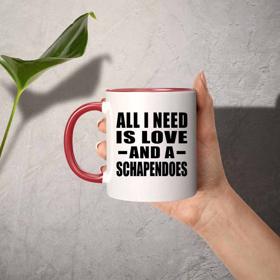 All I Need Is Love And A Schapendoes - 11oz Accent Mug Red