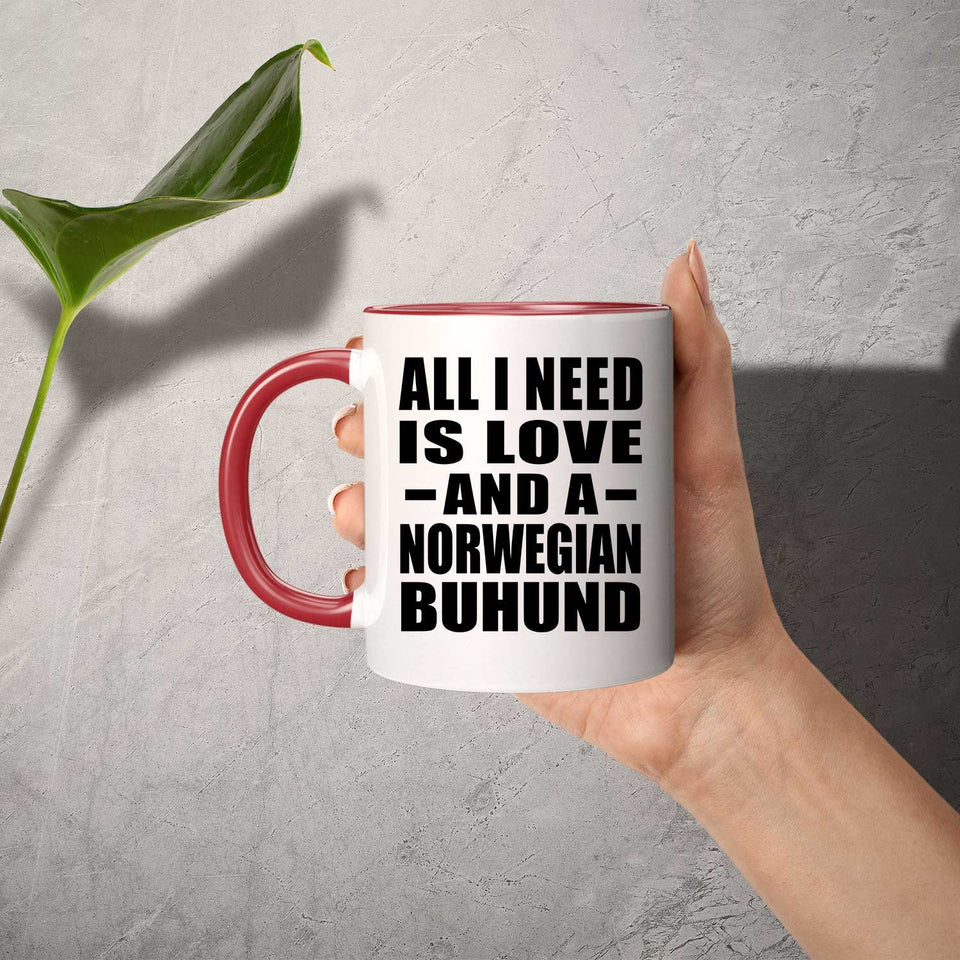 All I Need Is Love And A Norwegian Buhund - 11oz Accent Mug Red
