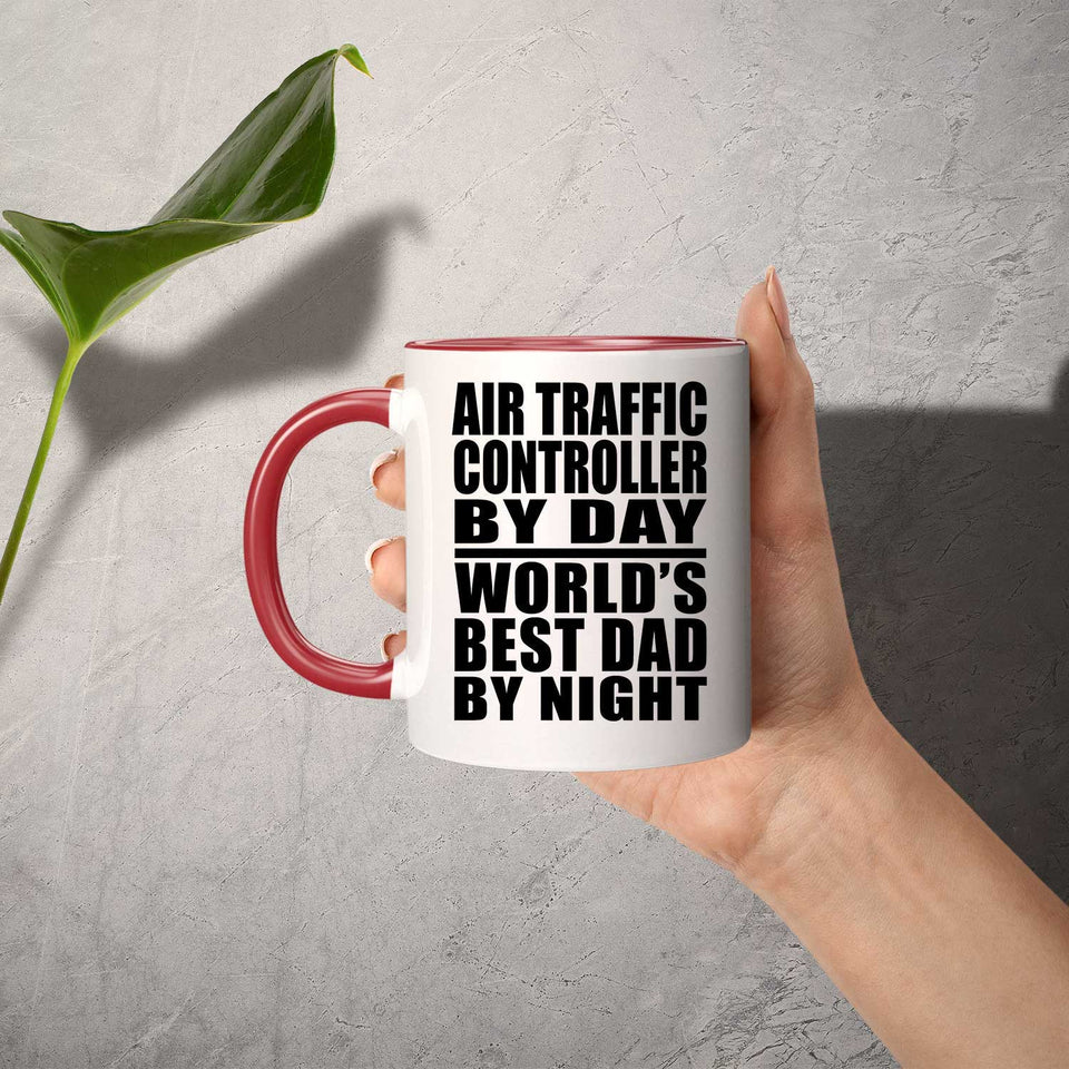 Air Traffic Controller By Day World's Best Dad By Night - 11oz Accent Mug Red