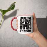 Executive Assistant By Day World's Best Mom By Night - 11oz Accent Mug Red