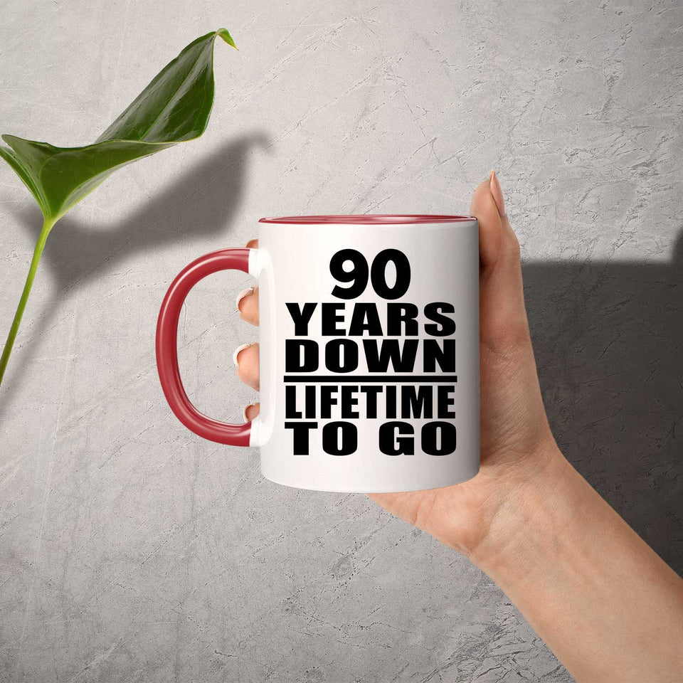90th Anniversary 90 Years Down Lifetime To Go - 11oz Accent Mug Red