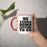 90th Anniversary 90 Years Down Lifetime To Go - 11oz Accent Mug Red
