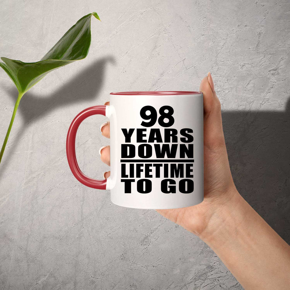 98th Anniversary 98 Years Down Lifetime To Go - 11oz Accent Mug Red